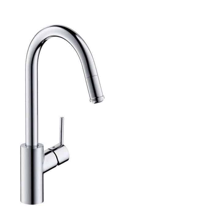 Talis M52 Single Lever 1-jet Kitchen Mixer 260 installation in front of a window, pull-out spout,Kitchen mixers,Hansgrohe,Haji Gallery.