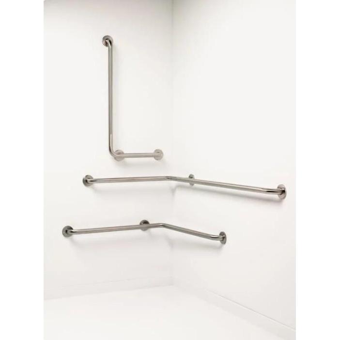 Techno Project Wall Mounted Vertical Left Grab Bar - Satin Stainless Steel,Accessories,Sonia,Haji Gallery.